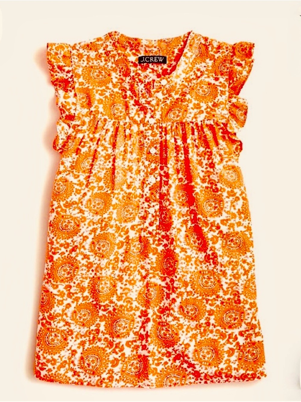 J. Crew Orange Floral Ruffled Sleeveless Top - Size XS